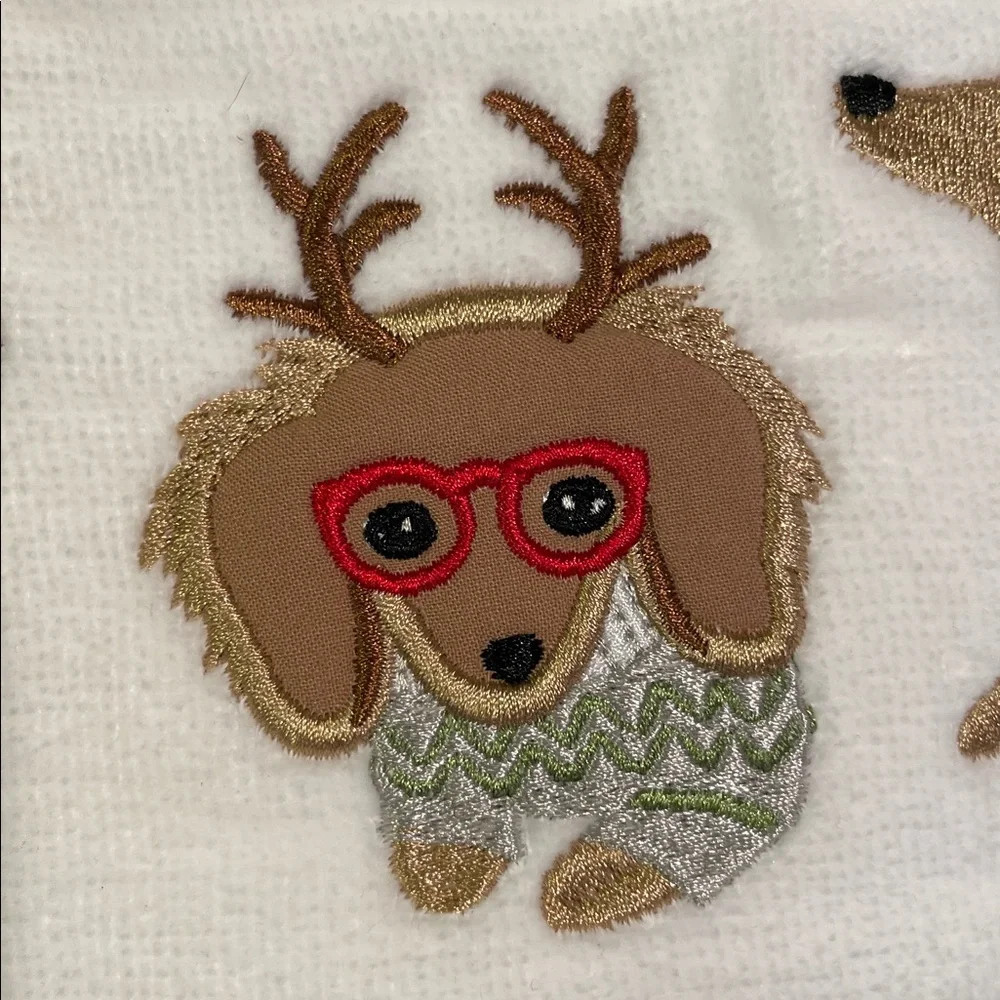 Jingles & Joy dachshund holiday Seasonal Hand Towels
